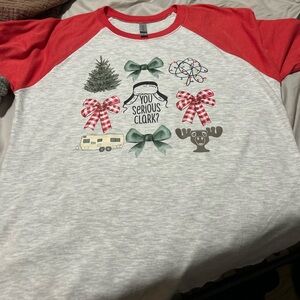 Festive “You Serious Clark?” Christmas Sweatshirt - Gray, Size Unisex Medium